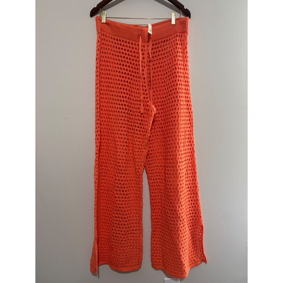 aerie Other - NWT Aerie AEO Orange Crochet Vacay Wide Leg Beach CoverUp Drawstring Waist Large